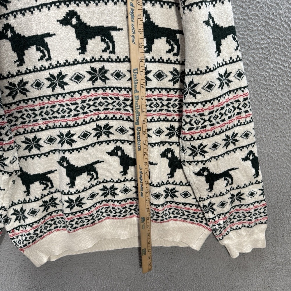 Lands End Sweater Adult XXL Multicolor Fair Isle Knit Crewneck Geometric Dog NEW - Picture 4 of 13